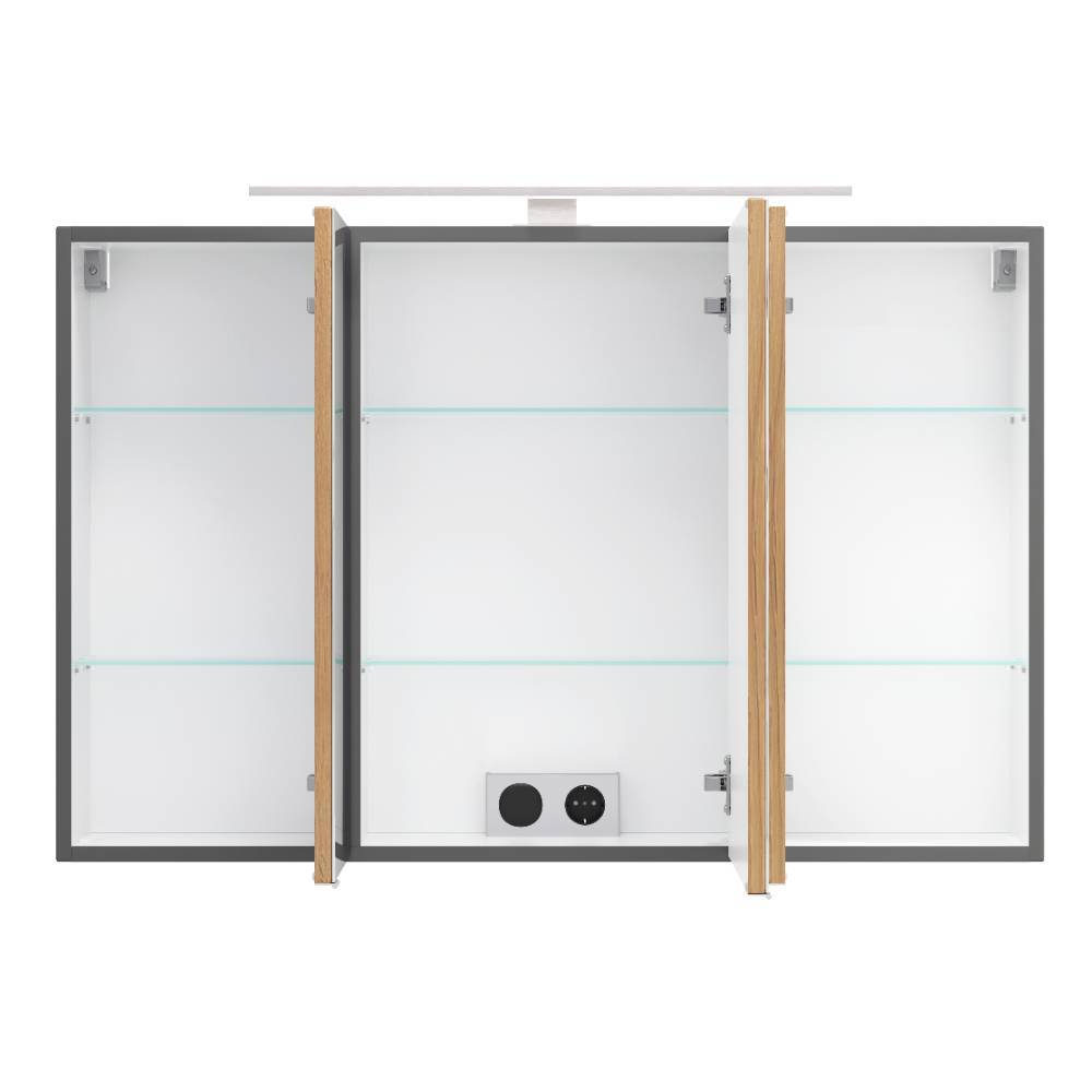 100cm Bad-Spiegelschrank in Mattgrau - Reill