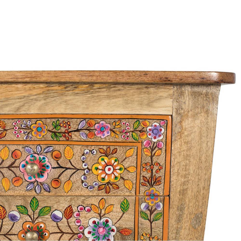 Holz Kommode mit Blumen Motiven - Etura