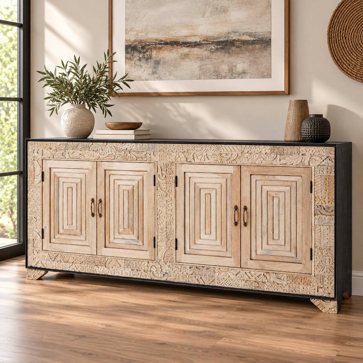 Design-Sideboard aus Mangobaum Massivholz - Wexford