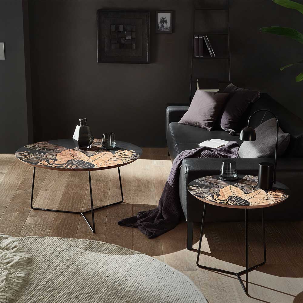 Couchtisch mit Blatt Motiv Druck - Palermo