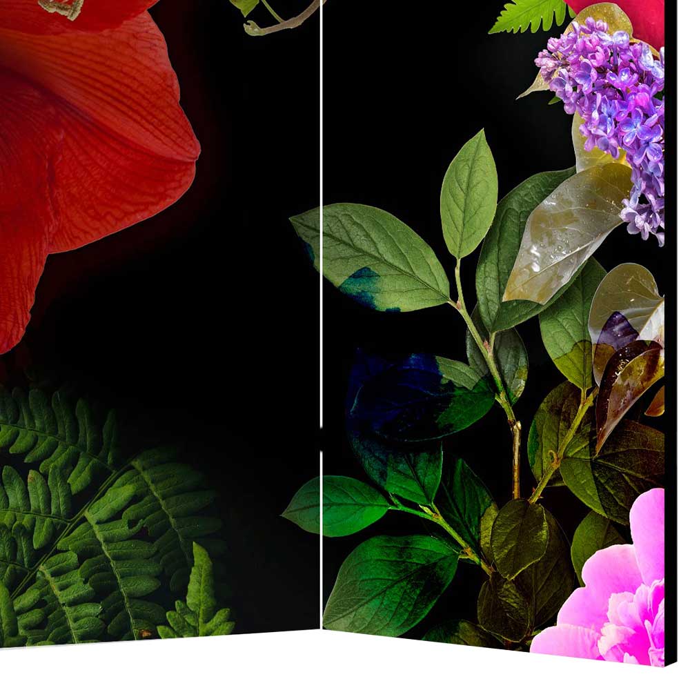 Fotodruck Paravent mit Blüten & Grünpflanzen - Onald