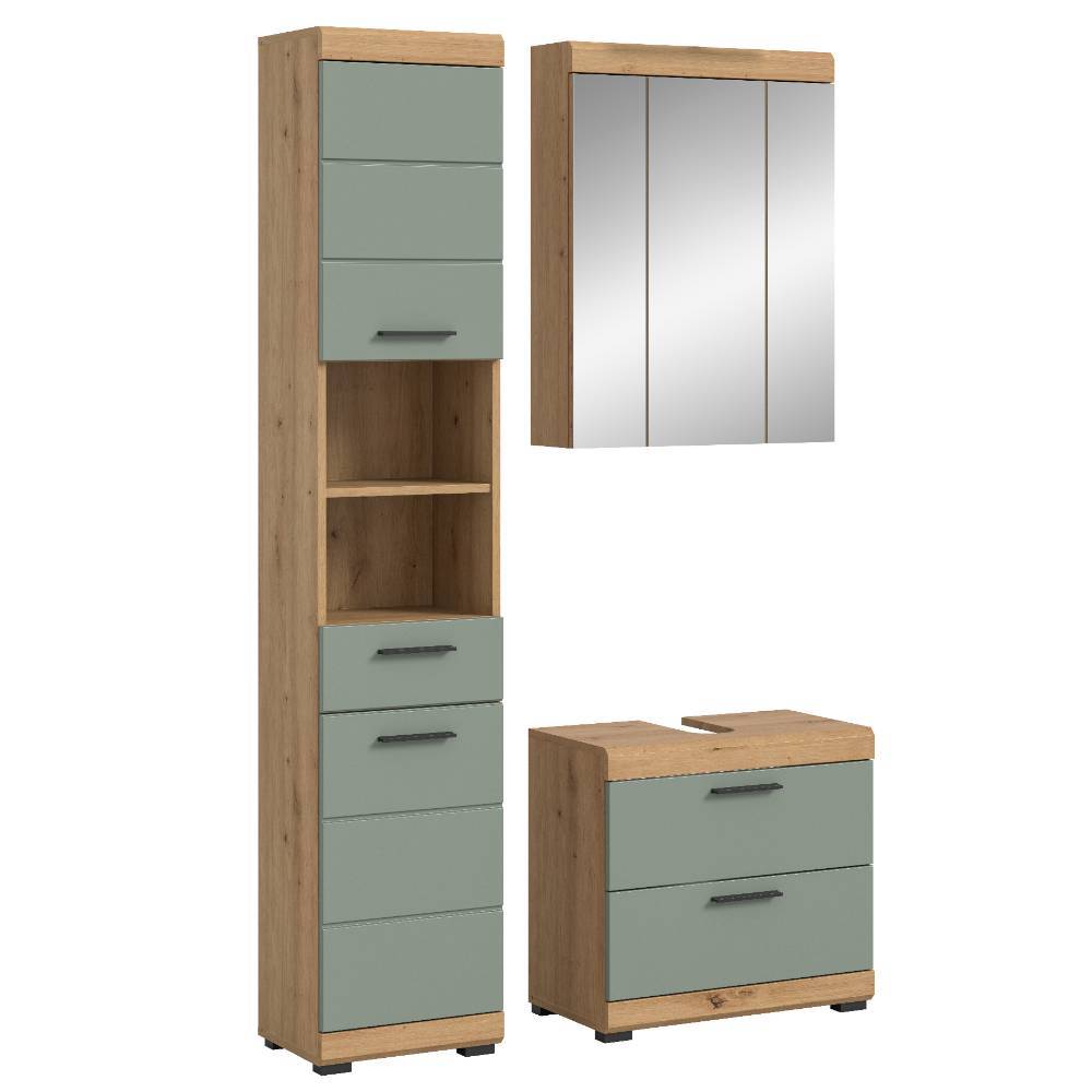 Bad-Waschplatz und Hochschrank Kombi - Tamdato (dreiteilig)