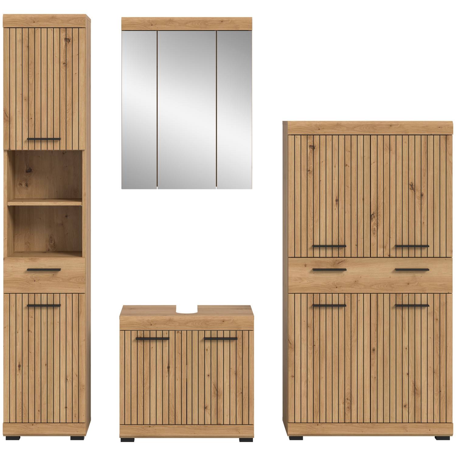 Rustikales Badmöbelset im Stabdesign - Lasewood (vierteilig)