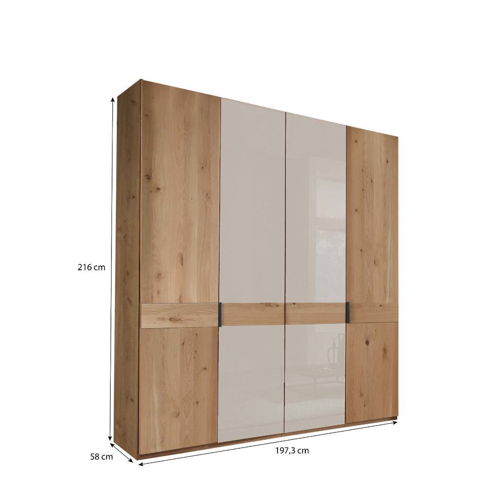 4-türiger Kleiderschrank in Eiche Bianco - Nikoba