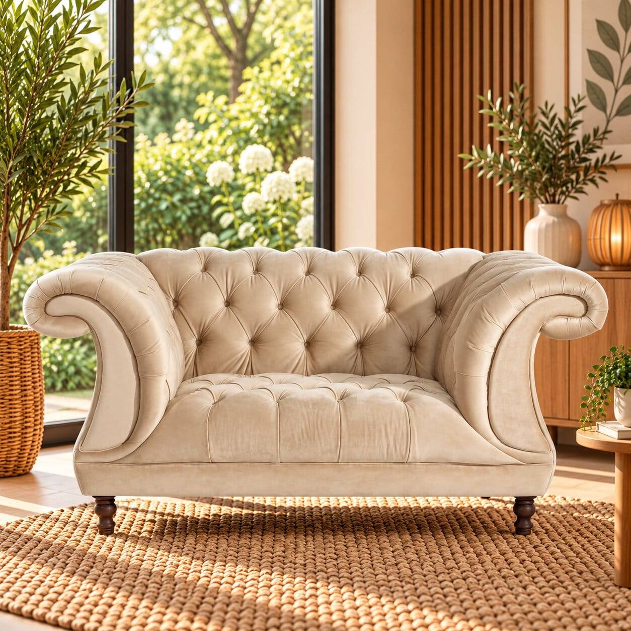 XXL Barocksessel in Beige und Nussbaum Braun - Hihat