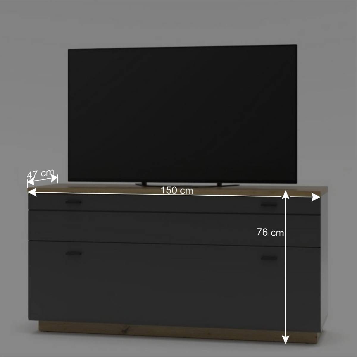 TV Unterschrank in mattem Dunkelgrau - Azar