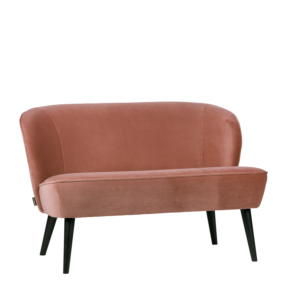 Retro Zweier Sofa in Rosa Samtbezug - Ismena