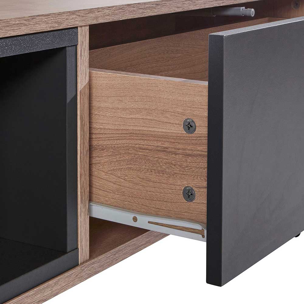 Couchtisch in Anthrazit und Holzoptik Braun - Hietro