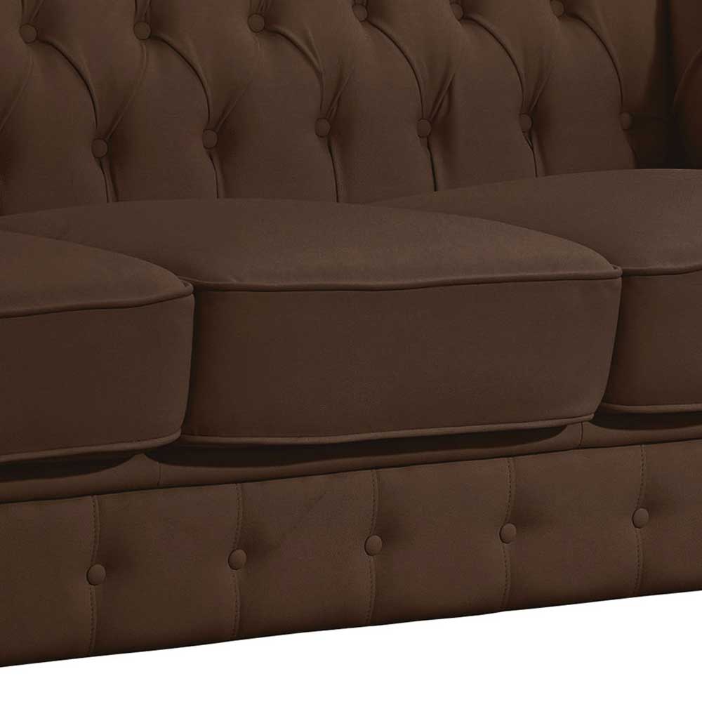 Chesterfield Couch aus Kunstleder in Braun - Cementa