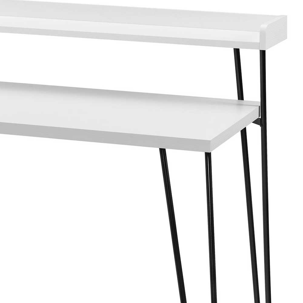 Design Schreibtisch mit Aufsatz in Weiß - Prasido