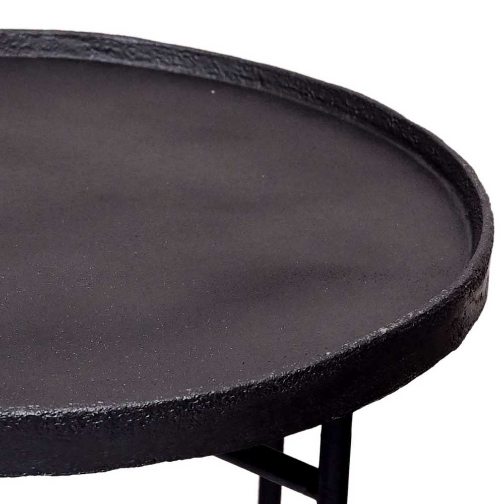 Schwarzer Beistelltisch mit Alu Platte - Amalia