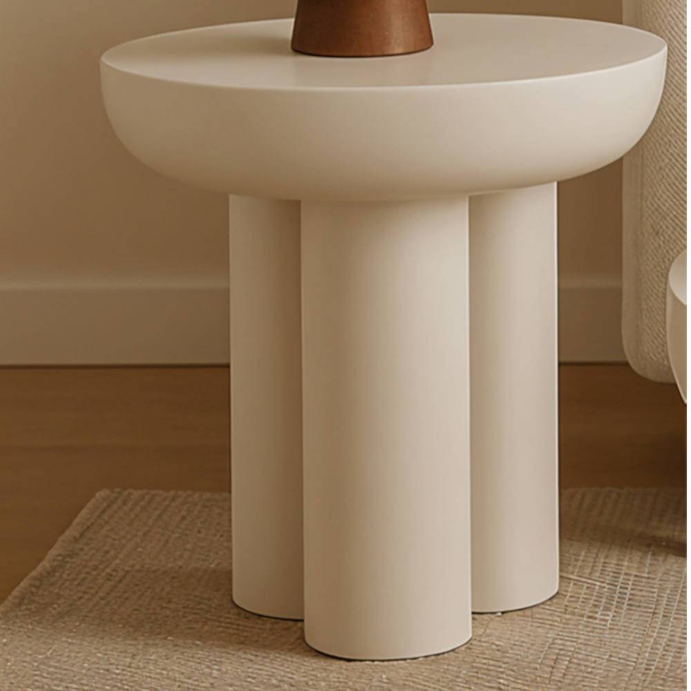 Scandi Chic Design-Beistelltisch in Naturweiß - Usilvea