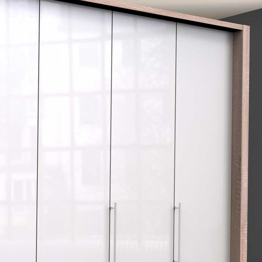 Schlafzimmer Falttürenschrank in Weiß glasbeschichtet - Bosays