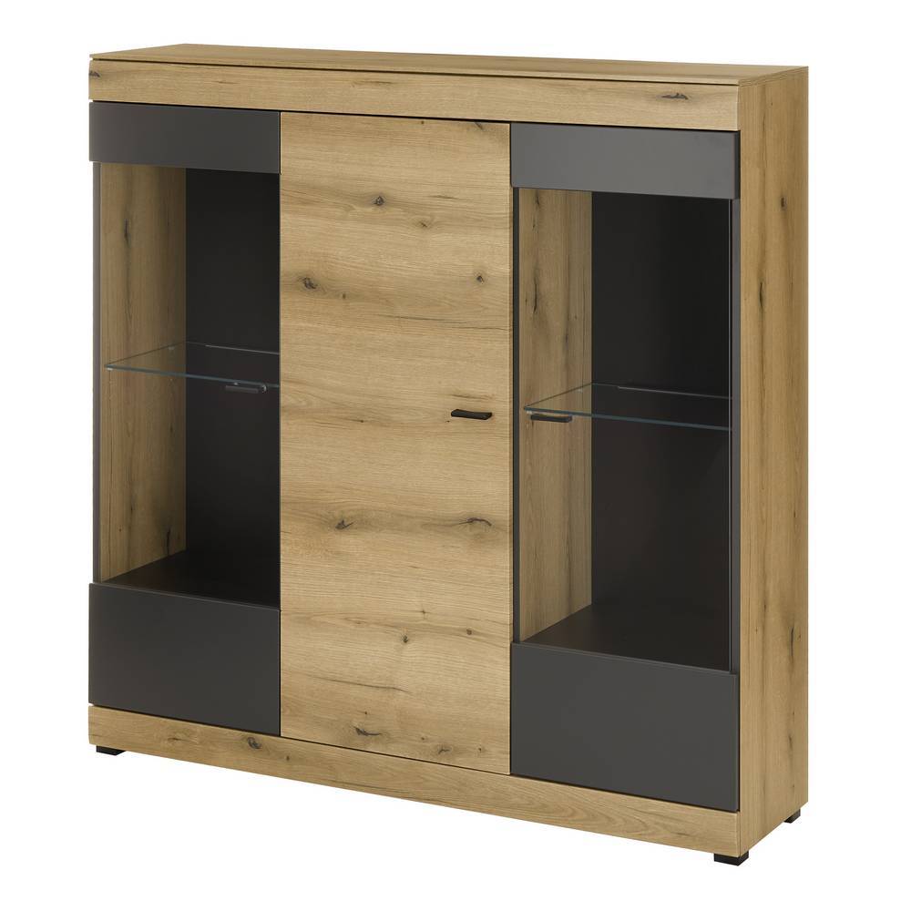 Highboard Vitrine in Eiche Optik - Addara