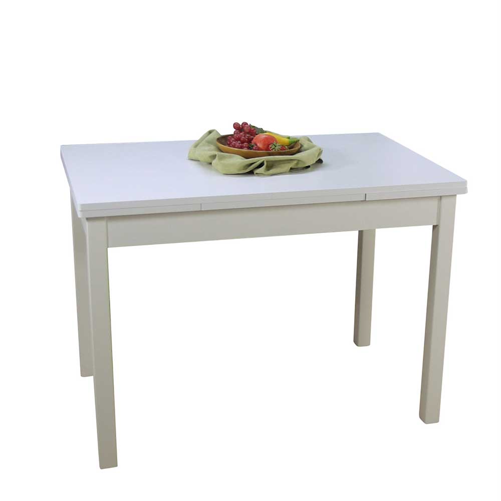 Weißer Tisch für Küche & Esszimmer Yutaha mit zwei Auszügen