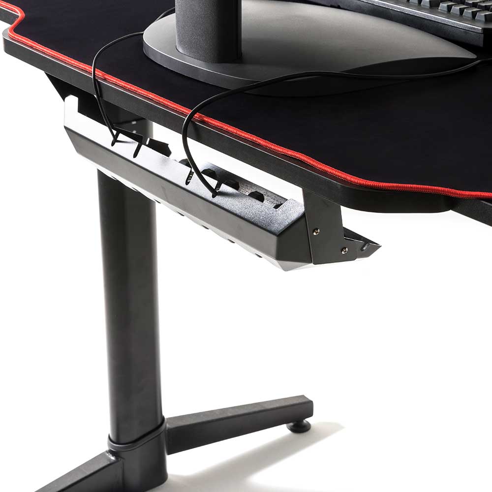 Höhenverstellbarer Gaming PC Tisch in Schwarz - Pelevas