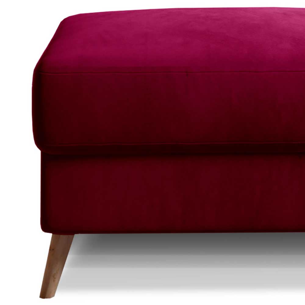 Polsterhocker in Bordeaux Rot Samt - Delphima