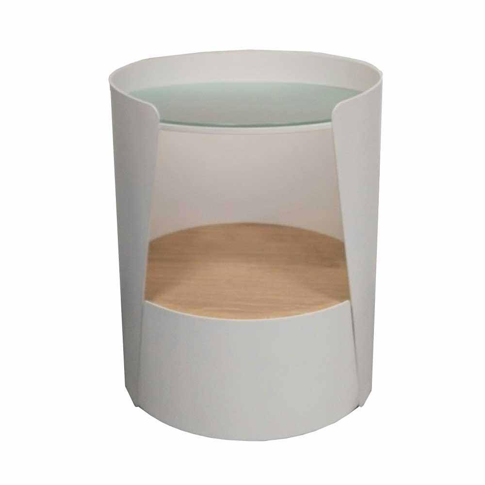 40cm runder Design Tisch aus weißem Stahl - Briola