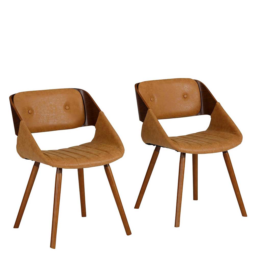 Braune Armlehnenstühle aus Kunstleder - Stilisto (2er Set)