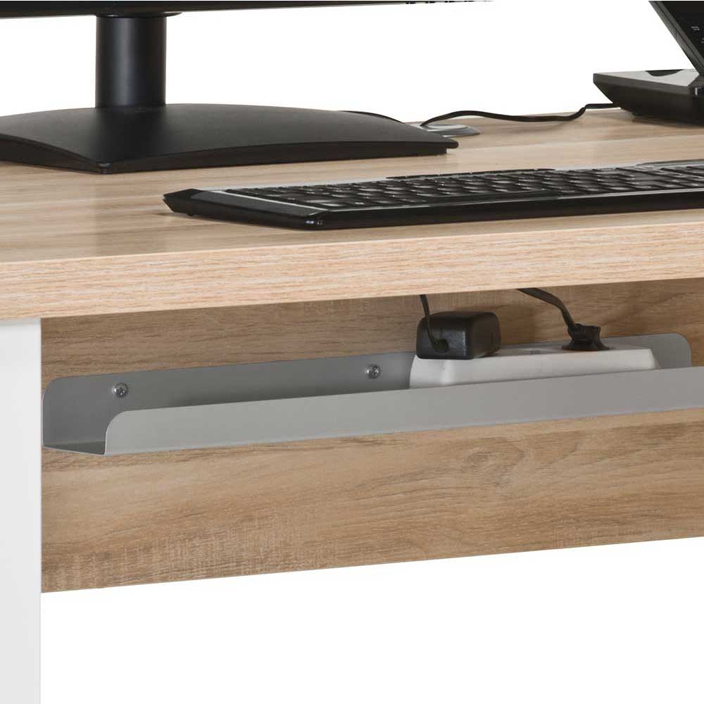Großer PC Schreibtisch in Eiche & Weiß - Xedno