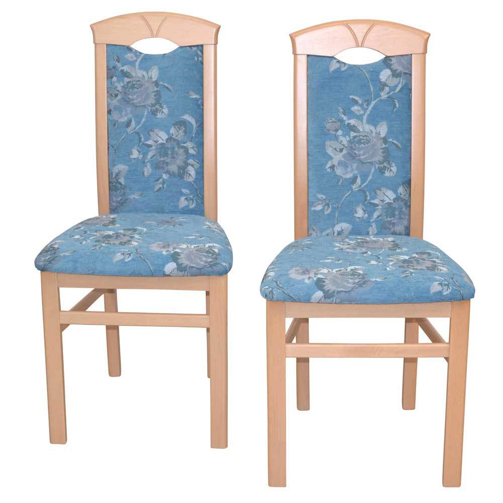 Küchenstühle in Blau mit Blumen - Marca (2er Set)