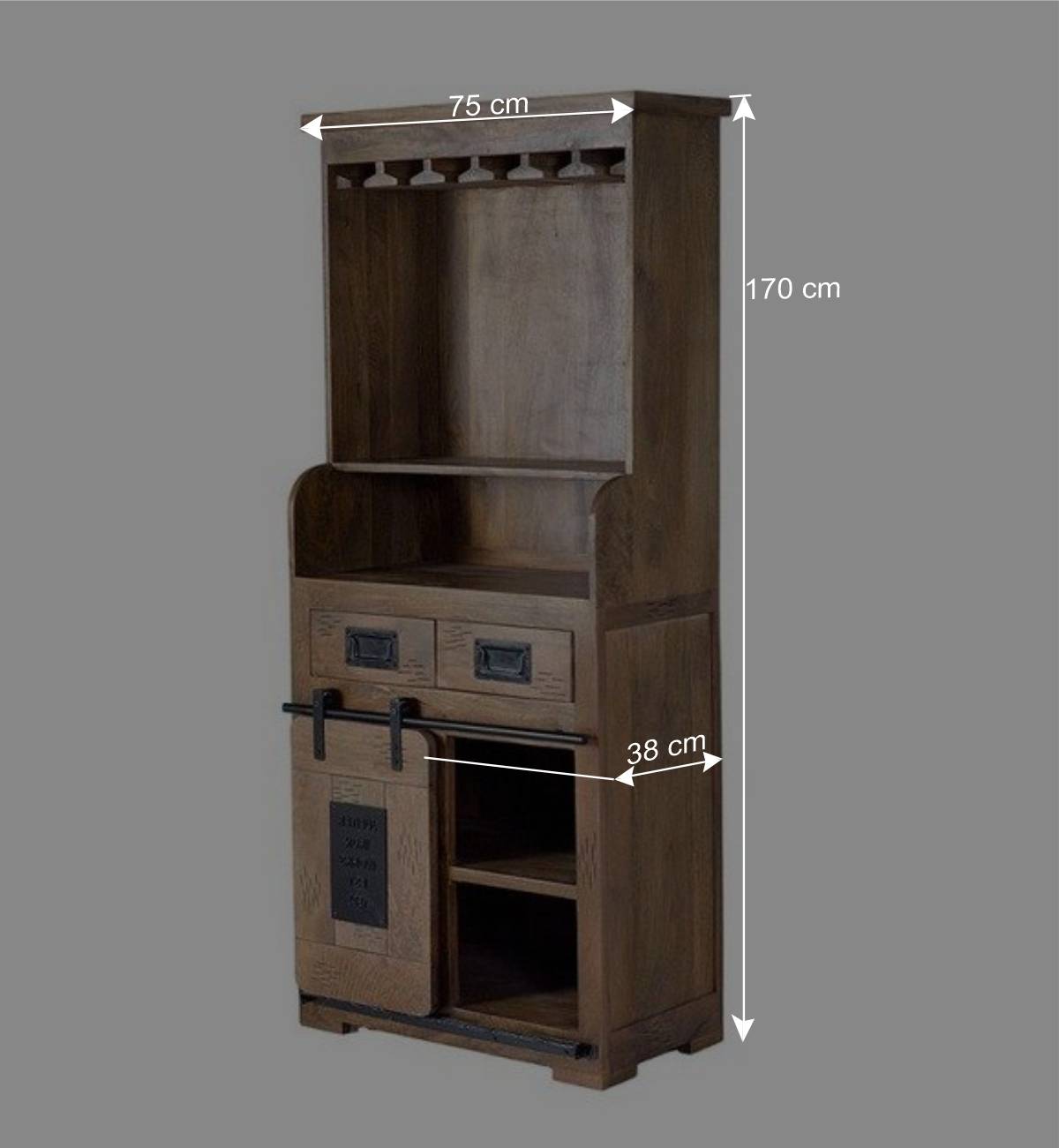 Industrial Design Barschrank aus Mangoholz - Semian