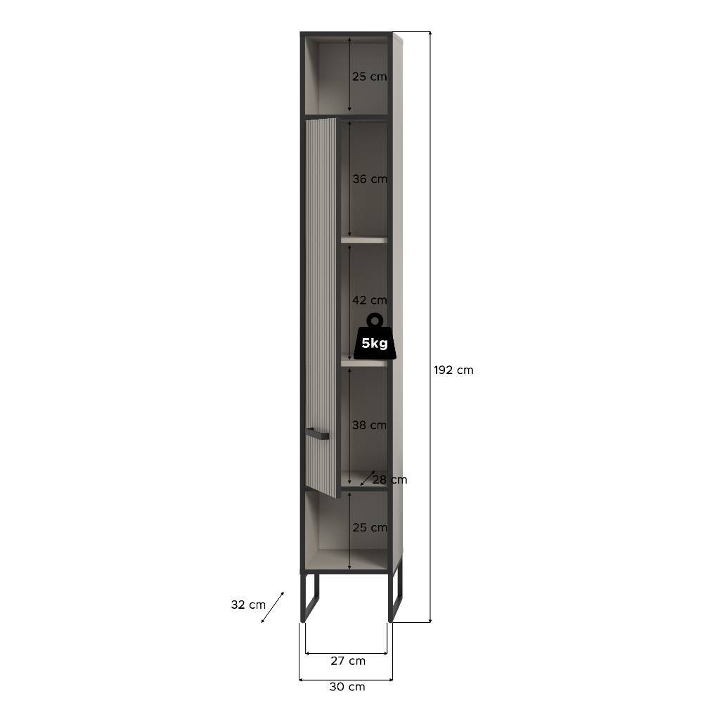 Design-Badezimmer-Hochschrank in Hellgrau - Xena