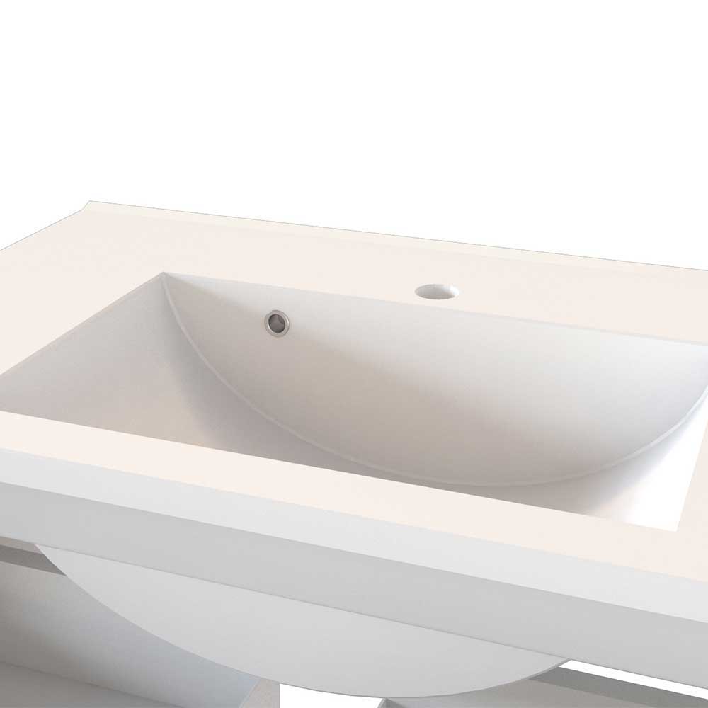 Weiße Badezimmermöbel 140 cm breit - Livendas (dreiteilig)