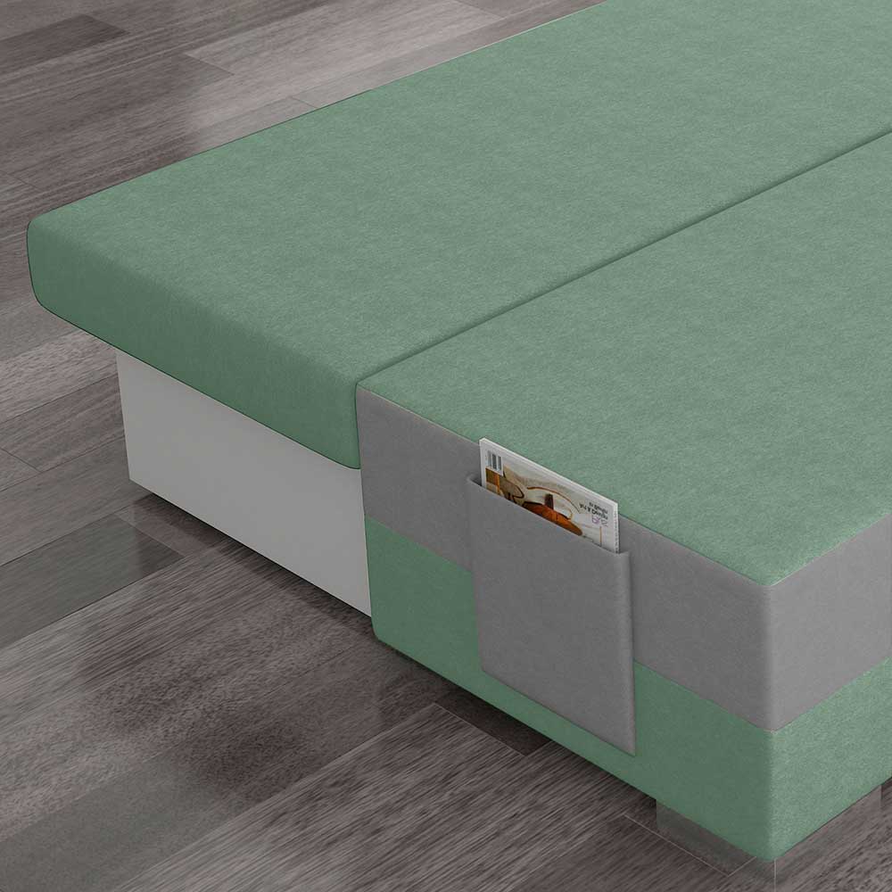 Federkern-Schlafsofa in Hellgrau und Hellgrün - Lenara