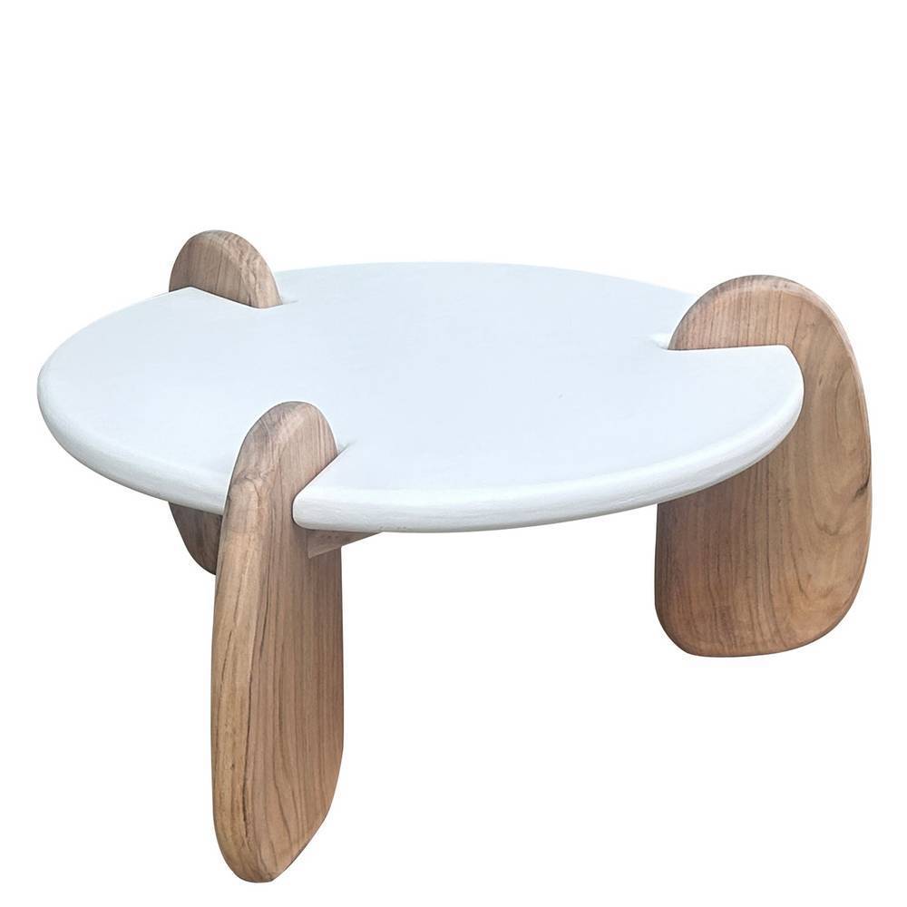 Skandi-Design-Couchtisch in Naturweiß und Akazie - Usilvea