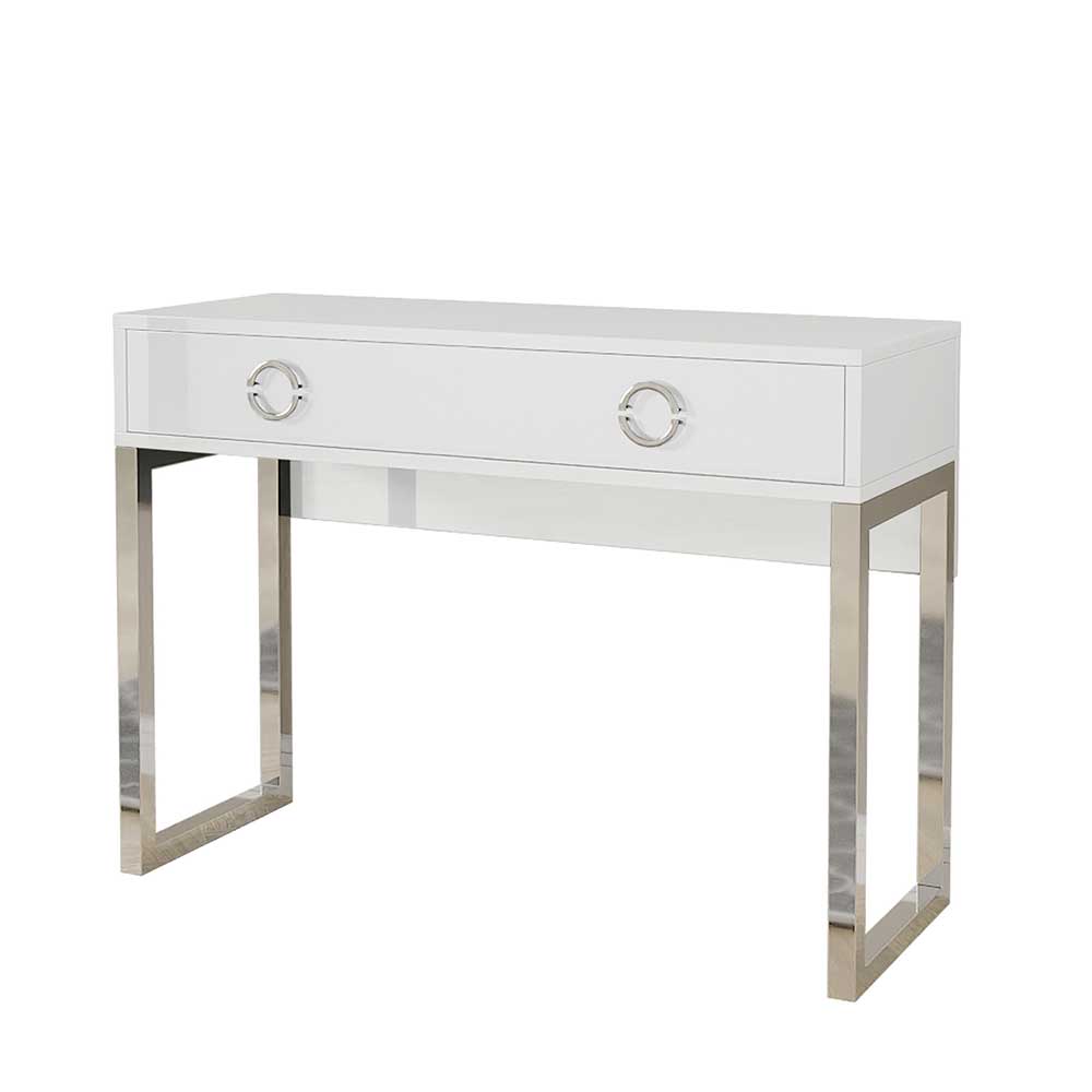 Schreibtisch in Weiß Hochglanz & Chrom - Etzga