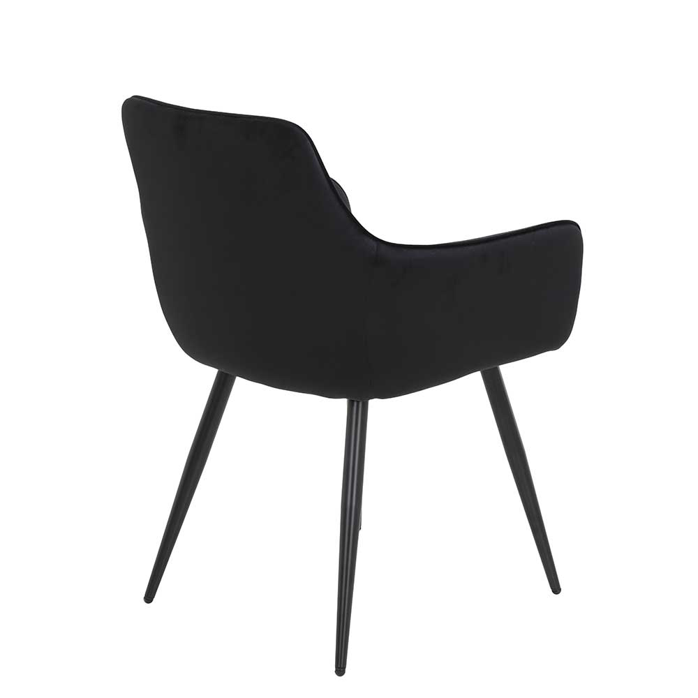 Samtvelours Tischsessel in Schwarz - Laromain (2er Set)