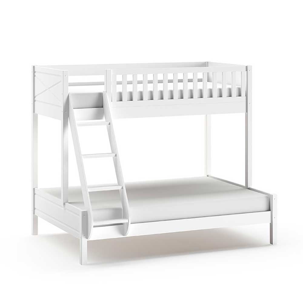 Stockbett mit großem Bett unten in Weiß - Glamoura