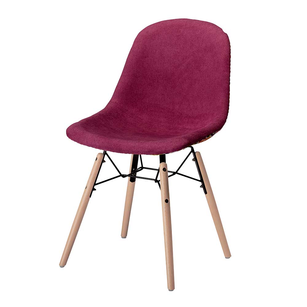 Webstoff Stuhl in Pink & Blumen - Agosto (2er Set)