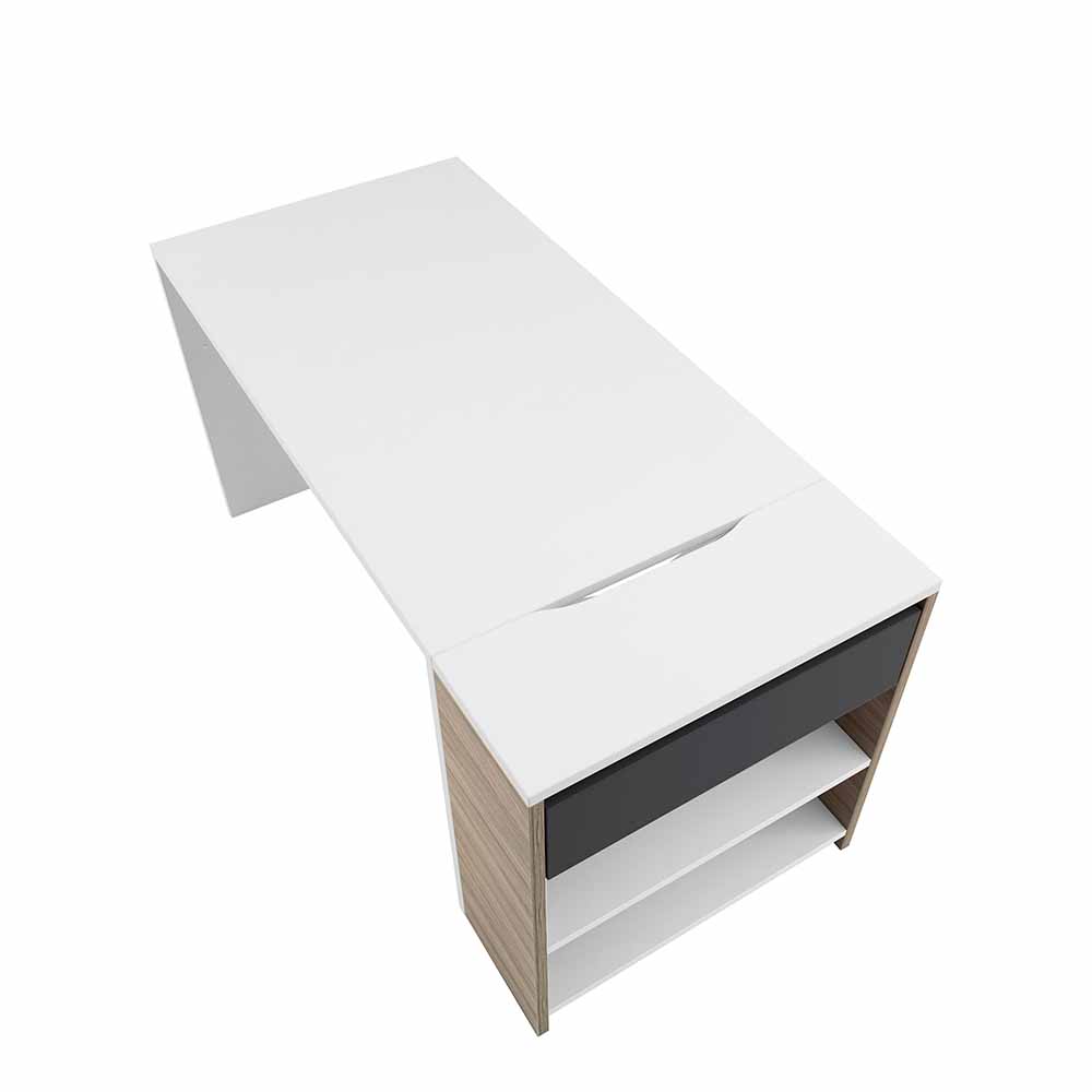 Schreibtisch Arbeitsplatz Ragimar in Weiß Holzdekor Anthrazit