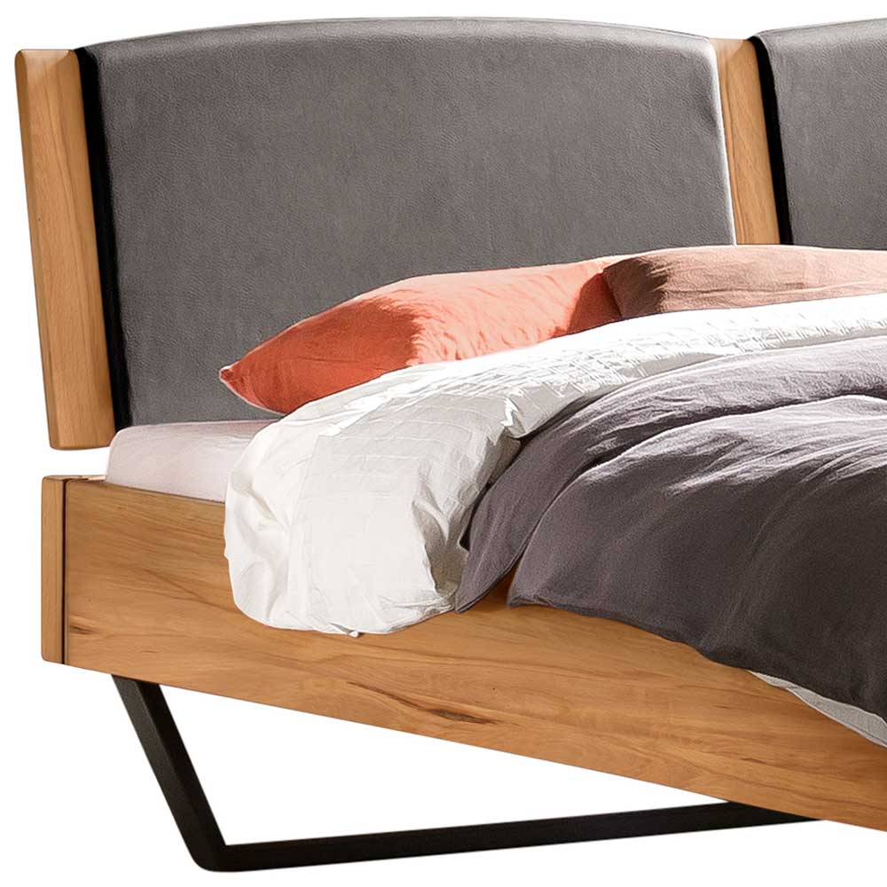 Bett aus Wildbuche massiv mit Stahl Kufen - Lania