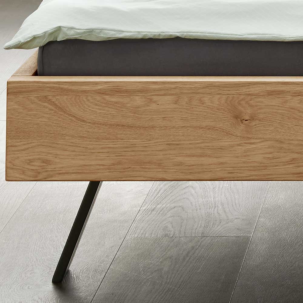 Loft Bett aus Wildeiche mit Polsterkopfteil - Yunves