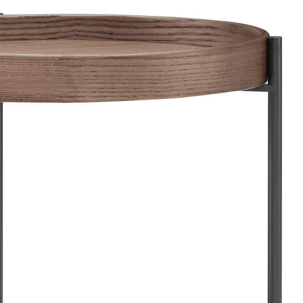 Sichtbare Holzmaserung der Walnuss-Tischplatte mit elegantem runden Rand – Xose