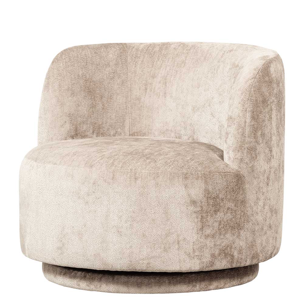Gerundeter Chenille Wohnzimmersessel in Beige - Paryra