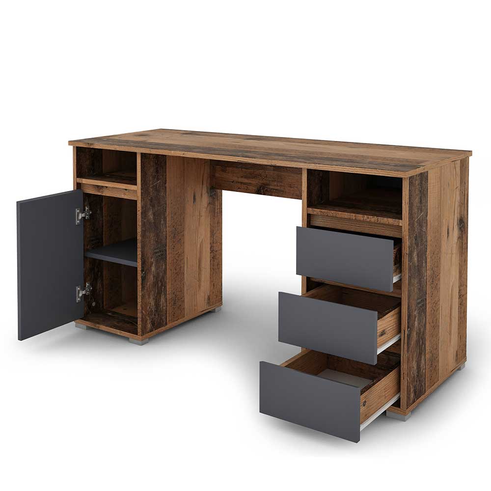 Schreibtisch in Altholz Optik & Anthrazit - Faesia