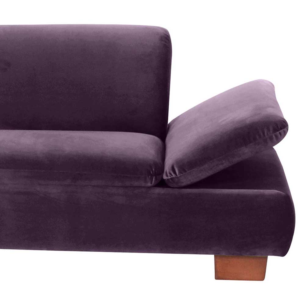 Ecksofa in Dunkellila mit Nussbaum Braun - Babahira