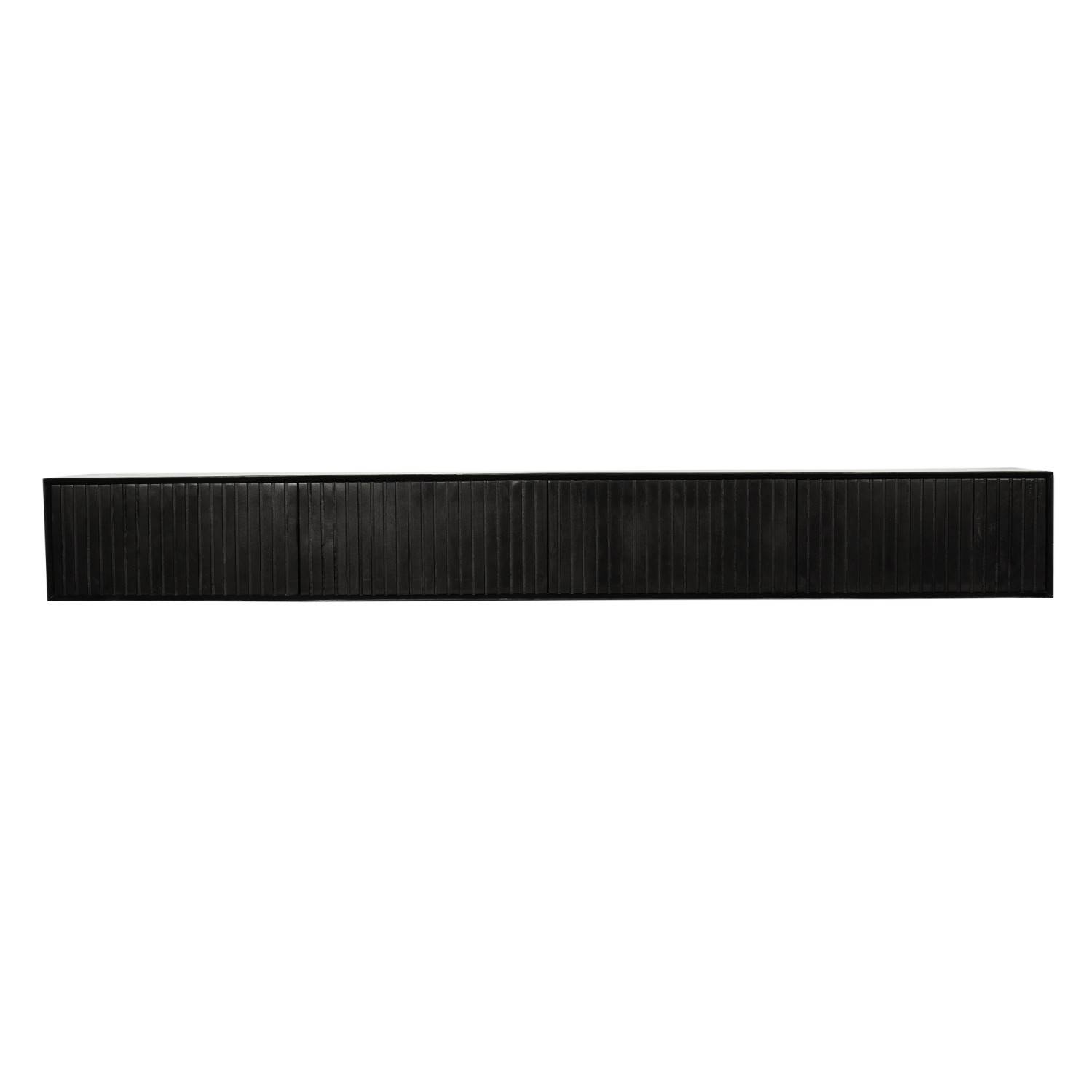 Schwarzes Industrial TV Board 240 cm breit mit durchgehenden Lamellenfronten – Jusitc