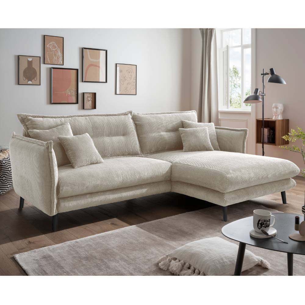Ecksofa in Beige Cordbezug - Andrac