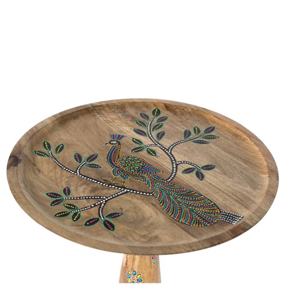 Boho Beistelltisch mit Pfauen-Motiv - Cardos