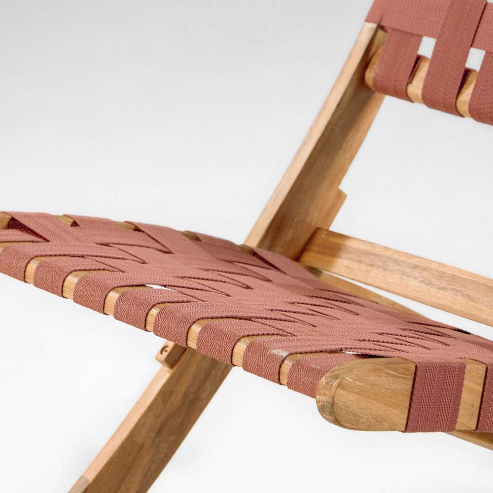Lounge Stuhl aus Textil Geflecht Rosa - Endrov