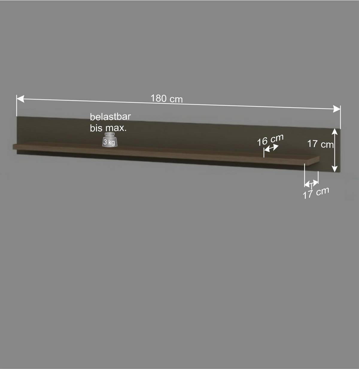 180 cm Wandboard in Eukalyptus und Eiche Optik - Promo