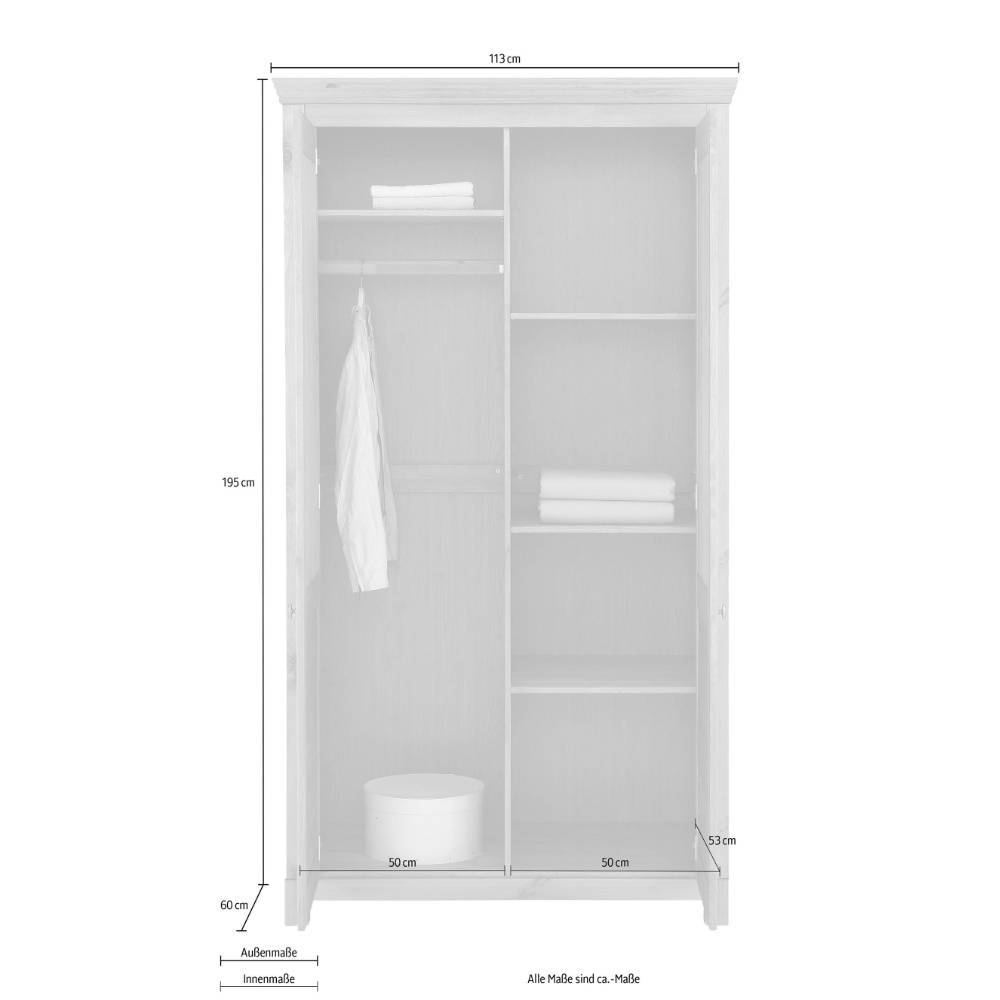 Weißer Kleiderschrank aus Kiefer Massivholz - Filippo