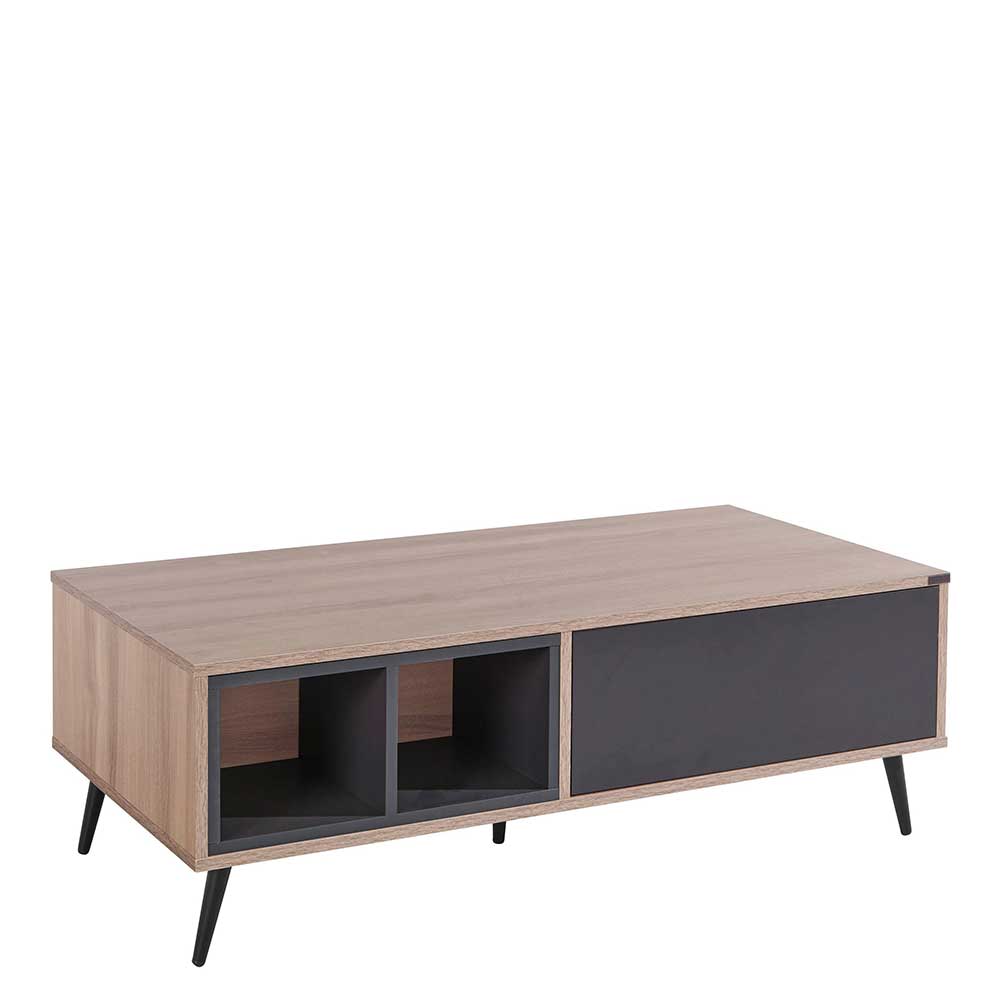 Couchtisch in Anthrazit und Holzoptik Braun - Hietro