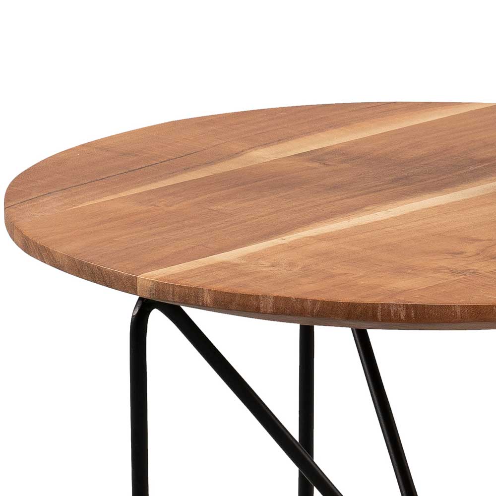Akazienholz Beistelltisch mit Metallgestell - Fortiguno