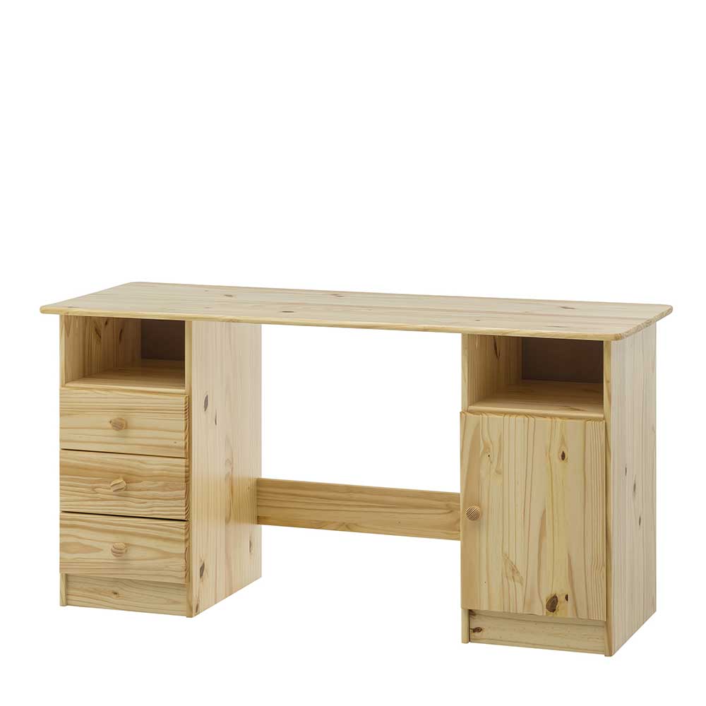 Klassischer Holz Schreibtisch aus Kiefer Massivholz - Gomeria